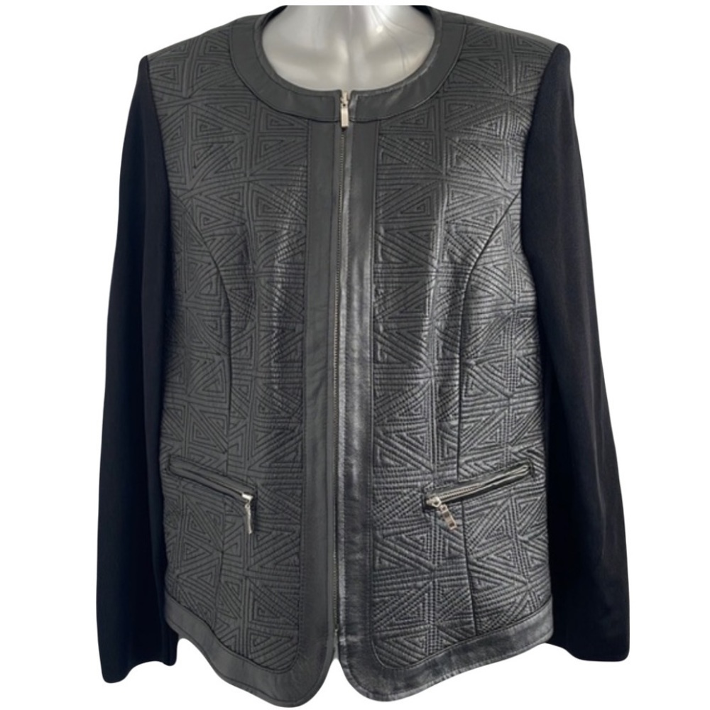 Leather & Knit Black Jacket Top Nygard Size Large
